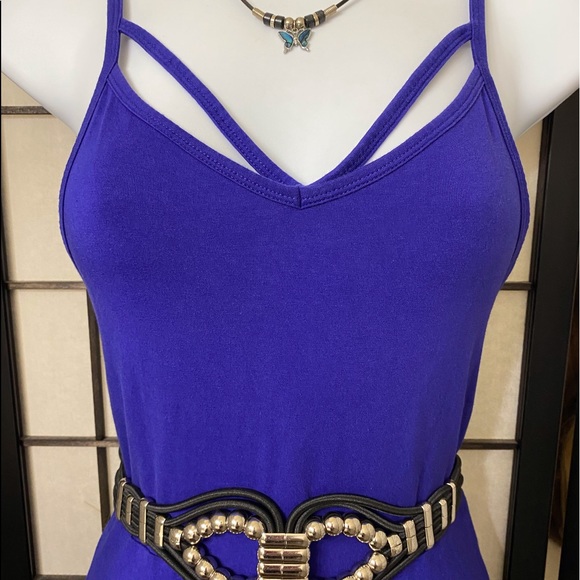 EUC Purplish/Blue Short & Strappy Skater Dress - Picture 3 of 5